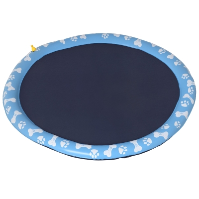 PawHut Piscine Chien Jet d'Eau PVC Bleu 150cm