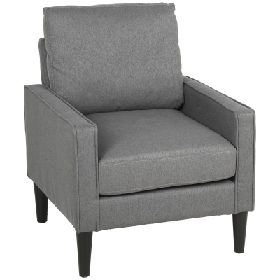HOMCOM Accent Chair, Removable Pillow Linen Armchair with Comfy Spring Cushion for Living Room, Bedroom, Study, Dark Grey
