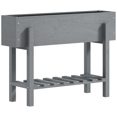 Outsunny Fioriera Rialzata in Legno con Ripiano Inferiore Grigio