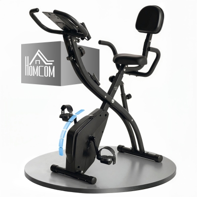 HOMCOM 2-in-1 Foldable Exercise Bike Black with LCD Display