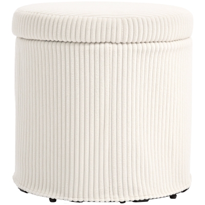 HOMCOM Corduroy Storage Ottoman 40cm Beige