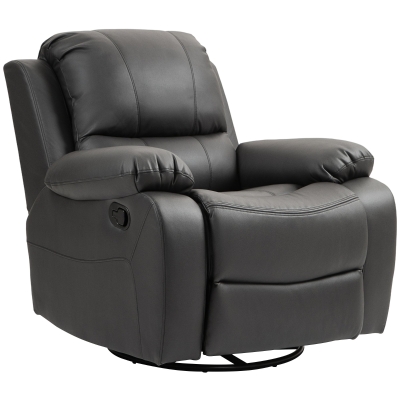 HOMCOM Relaxstoel, Verstelbare Leuning & Voetsteun, Draaibaar, tot 150 kg, Stalen Frame, 93x100x98cm, Zwart