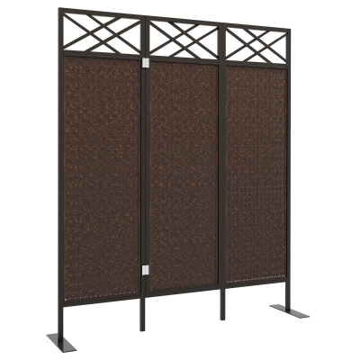 Outsunny Kamerverdelers Paravent, Vintage-Design, 3-delig, 148 cm x 33cm x 181 cm, Bruin + Zwart