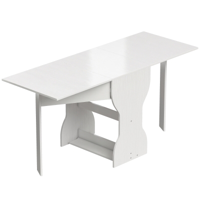 HOMCOM Klapbare Eettafel Keukentafel met Opbergruimte voor 2-4 Personen Klaptafel voor Kleine Ruimtes Eetkamer 160 x 60 x 75 cm Wit