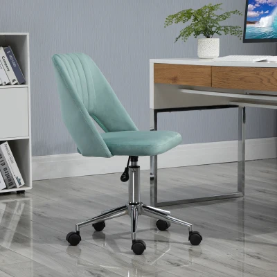 Vinsetto Verstelbare Bureaustoel met Wielen, 360° Draaibaar, Schelpvorm, Schuim, 49 x 60 x 79-91 cm, Groen