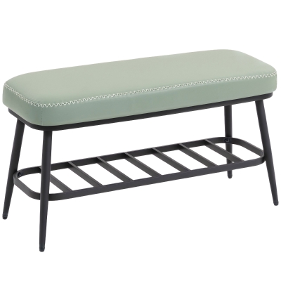 HOMCOM PU Leather Shoe Storage Bench Green
