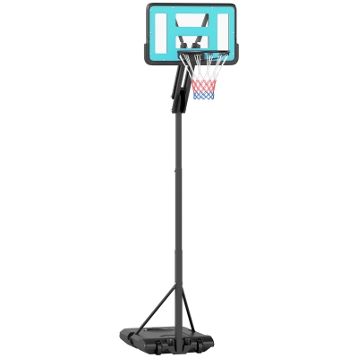SPORTNOW Basketballkorb, 146-236 cm höhenverstellbar, Basketballständer, rollbar, Stahl, Kunststoff, Schwarz