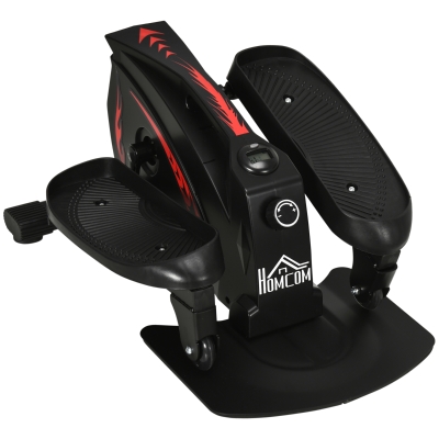 HOMCOM Mini Stepper mit LCD-Monitor, Heimtrainer, Pedaltrainer, Trainingsgerät, Stufenlos Einstellbarer Widerstand, Rutschfestes Steppbrett, Stahl