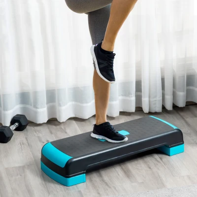 HOMCOM Aerobic-Stepper 3-stufig höhenverstellbar 78 x 28 x 20cm Schwarz+Blau