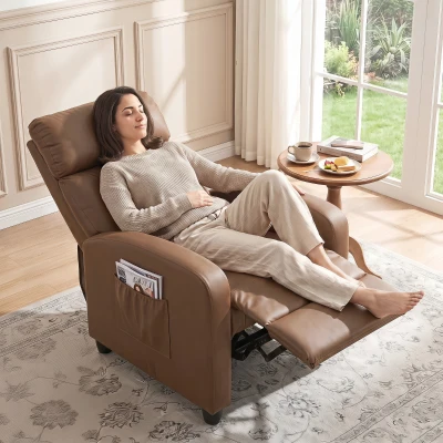 HOMCOM Massage Recliner Chair Faux Leather Adjustable Dark Brown
