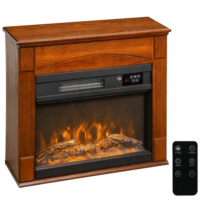 HOMCOM Cheminée Électrique 2000W Effet Flamme 3D Marron