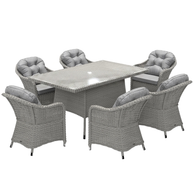 Outsunny 6-Seater Rattan Dining Set Light Grey
