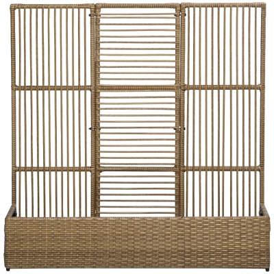 Outsunny Blumenkasten mit Spalier, wetterfest, Polyrattan, 103 x 29 x 103 cm, Sandfarbe