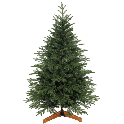 HOMCOM 150cm Artificial Christmas Tree Full Hinged Xmas Tree Solid Pine Wood Stand, Green