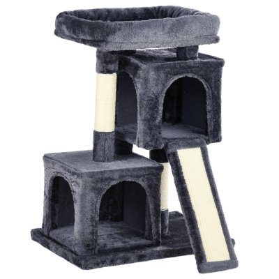 PawHut krabpaal met sisalpalen, kattenkrabpaal, kattenklimboom, kattenboom, donkergrijs, 59 x 39 x 83 cm kattenkrabpaal sisalpalen krabpaal donkergrijs | Aosom.nl