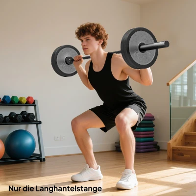 SPORTNOW Hantelstange, 180 cm Olympiastange, Stahl, 200 kg Tragkraft, Schwarz