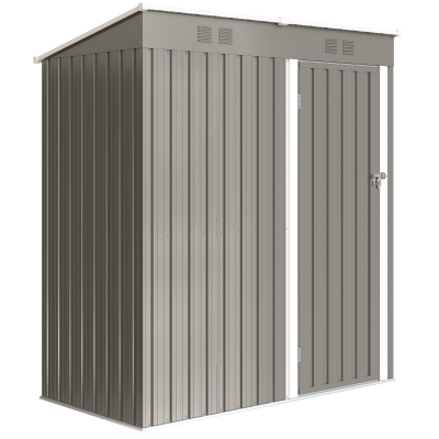 Outsunny Metall Gerätehaus 1,37 m², abschließbar Geräteschuppen mit Lüftung Pultdach Handschuhen, 163 x 90 x 179 cm