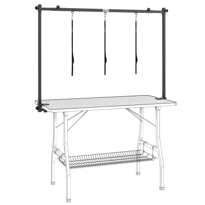 PawHut Dog Grooming Table Arm Adjustable with 3 Nooses Black