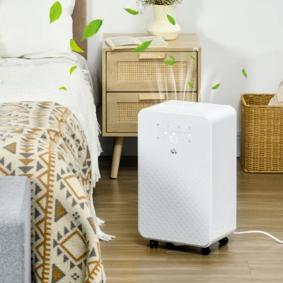 HOMCOM Portable Dehumidifier 10L/Day with Air Purifier White