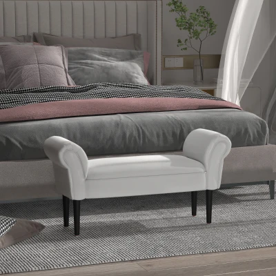 HOMCOM Chaise Lounge Sofa Arm Bench Fabric Grey