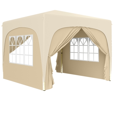 Outsunny 3 x 3 m Paviljoen, Pop-up Tuintent met Zijwanden en Draagtas, UPF50+, Hoogte Verstelbaar, Zand