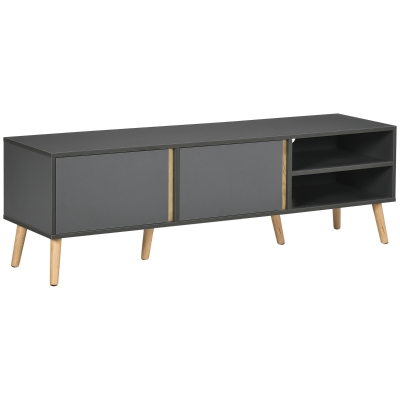 HOMCOM Meuble TV Scandinave 55" Gris Foncé 150cm