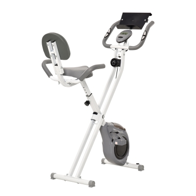 HOMCOM Vélo d'Appartement Pliable LCD Selle Réglable Acier Blanc
