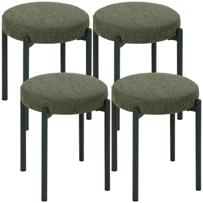 HOMCOM Tabourets Salle à Manger Lot de 4 Empilables Acier Vert