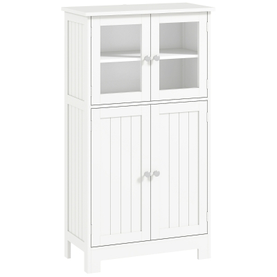kleankin Mobile Bagno con 2 Armadietti Ripiano Regolabile Bianco