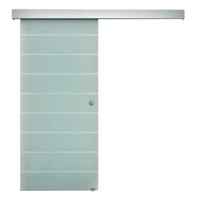 HOMCOM 90cm Sliding Door Set Frosted Glass Hardware Kit