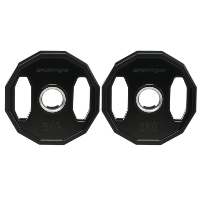 SPORTNOW Conjunto de 2 Discos de Pesos de 5 kg com Orifício de 50 mm para Treino de Força Ø24x3,5 cm Preto
