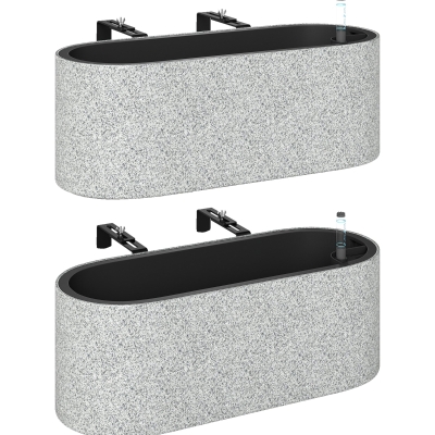 Outsunny 2-delige Set Hangende Bloempot Plantenbak met Afvoersysteem en Haken 42 x 16 x 15 cm Lichtgrijs