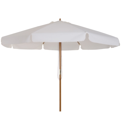 Outsunny Chapéu de Sol de Jardim Ø325x250 cm Chapéu de Sol de Madeira com Sistema de Polea Teto com Ventilação e 8 Hastes de Bambú para Terraço Balcão Exterior Bege