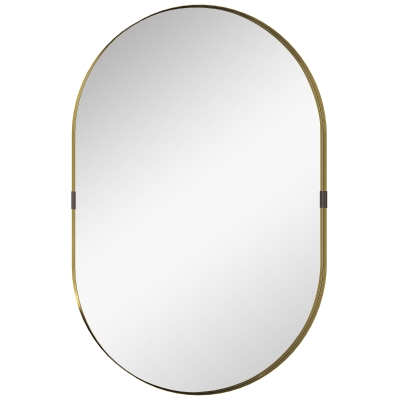 HOMCOM Wall-Mounted Bathroom Mirror Aluminium 60x90cm Gold