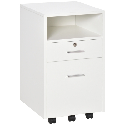 Vinsetto Lockable Filing Cabinet with Wheels - White