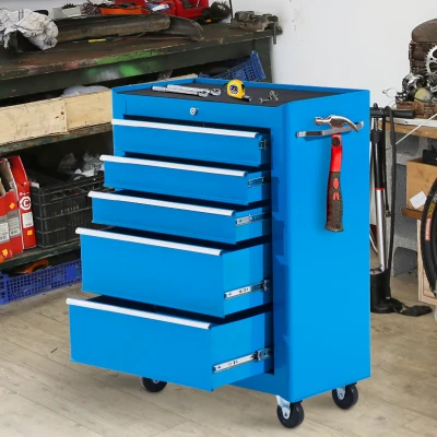 Homcom Servante d'Atelier sur Roulettes Bleu 68 x 39 x 71 cm