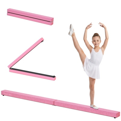 HOMCOM Folding Balance Beam 2.1M Pink Home Gym
