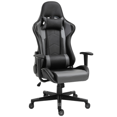 Vinsetto ergonomische bureaustoel, gaming stoel, draaistoel, kunstleer, schuimstof, MDF, zwart, 67,5 x 56 x 126-136 cm bureaustoel stoel kunstleer schuimstof MDF zwart | Aosom.de