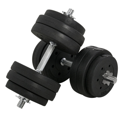Kit Haltères 30Kg Acier PU Noir Barres Incluses