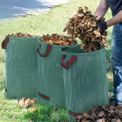 Outsunny 3x120L Waterdichte Tuinafvalzak met Handvatten, Robuust en UV Bestendig Groen
