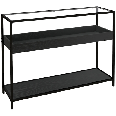 HOMCOM Konsolentisch mit 2 Regalen, Flurtisch, Flurkonsole, Schwarz