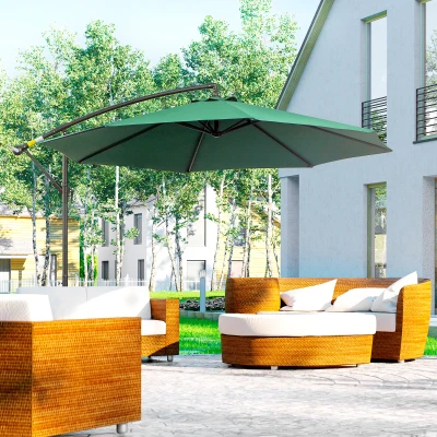 Outsunny Parasol met Handzwengel Weerbestendig 3 m x 3 m x 2,5 m XXL Groen