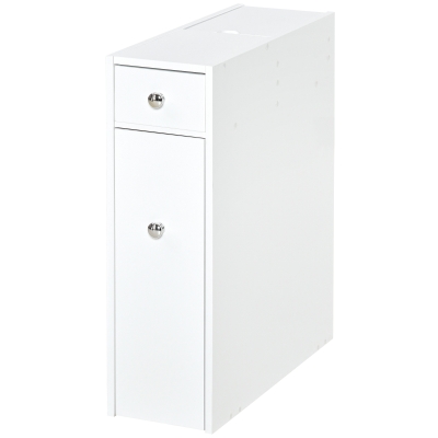 HOMCOM Mueble Auxiliar de Baño Estrecho con 2 Cajones y Compartimiento Superior con Tapa para Lavabo 17x48x58 cm Blanco