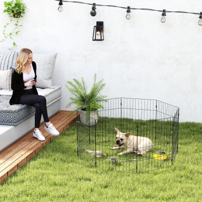 PawHut Recinto per Cani Pieghevole in Metallo Nero