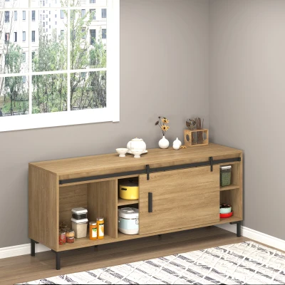 HOMCOM schuifdeursysteem looprail schuifdeurbeslag voor houten schuifdeur accessoires koolstofstaal zwart 183 x 0,6 x 18 cm