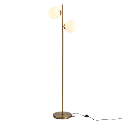HOMCOM Floor Lamp 2 Lights Globe Shade Gold Tone