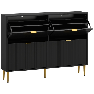 HOMCOM Meuble à Chaussures 20 Paires 4 Tiroirs Noir 105x24x91,5cm