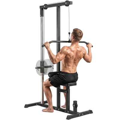 HOMCOM Stazione fitness pull down 107cm x 120cm x 190cm Nero