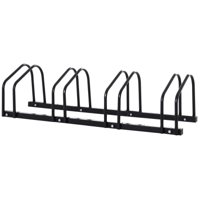 HOMCOM Rastrelliera Portabici in Acciaio per 4 Biciclette Nero