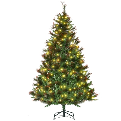 HOMCOM 1.8m Pre-Lit Christmas Tree with Metal Stand Warm White